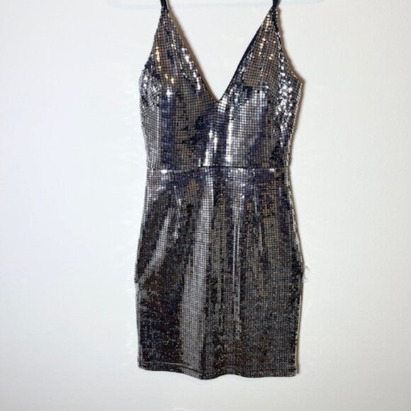 Dear Moon Silver Sparkle Disco Club Dress Size 1 - Perfect for New Years! - Picture 2 of 6